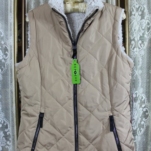 Free Country Reversible Zippered Quilted Fleece Puffer Vest NWT Size Small-DS1 - Picture 2 of 7